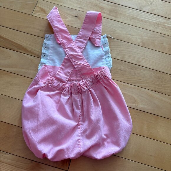 Vintage Baby Girl Bloomer Romper Playsuit Light Pink 90s Embroidered Zellers - Picture 6 of 7